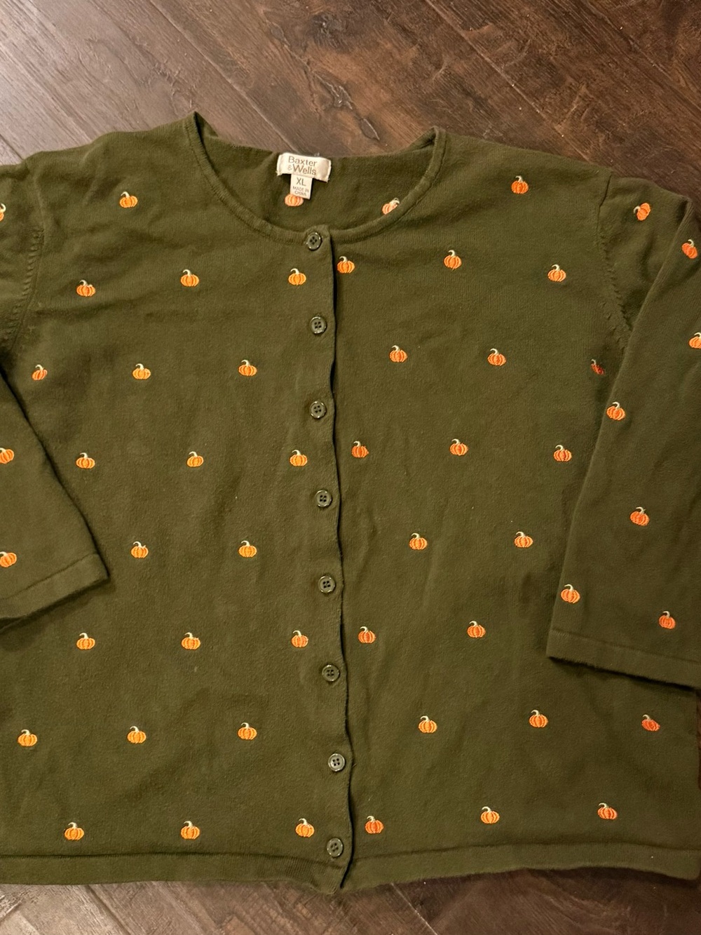 Vintage Embroidered Pumpkin Cardigan